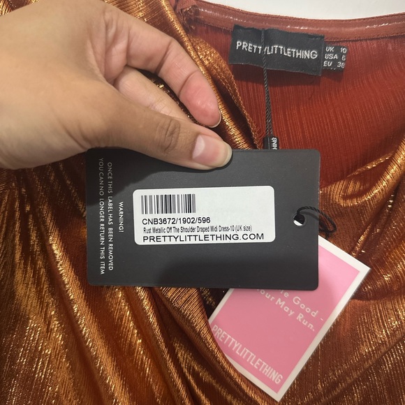 PrettyLittleThing Metallic Copper Dress - Picture 5 of 5